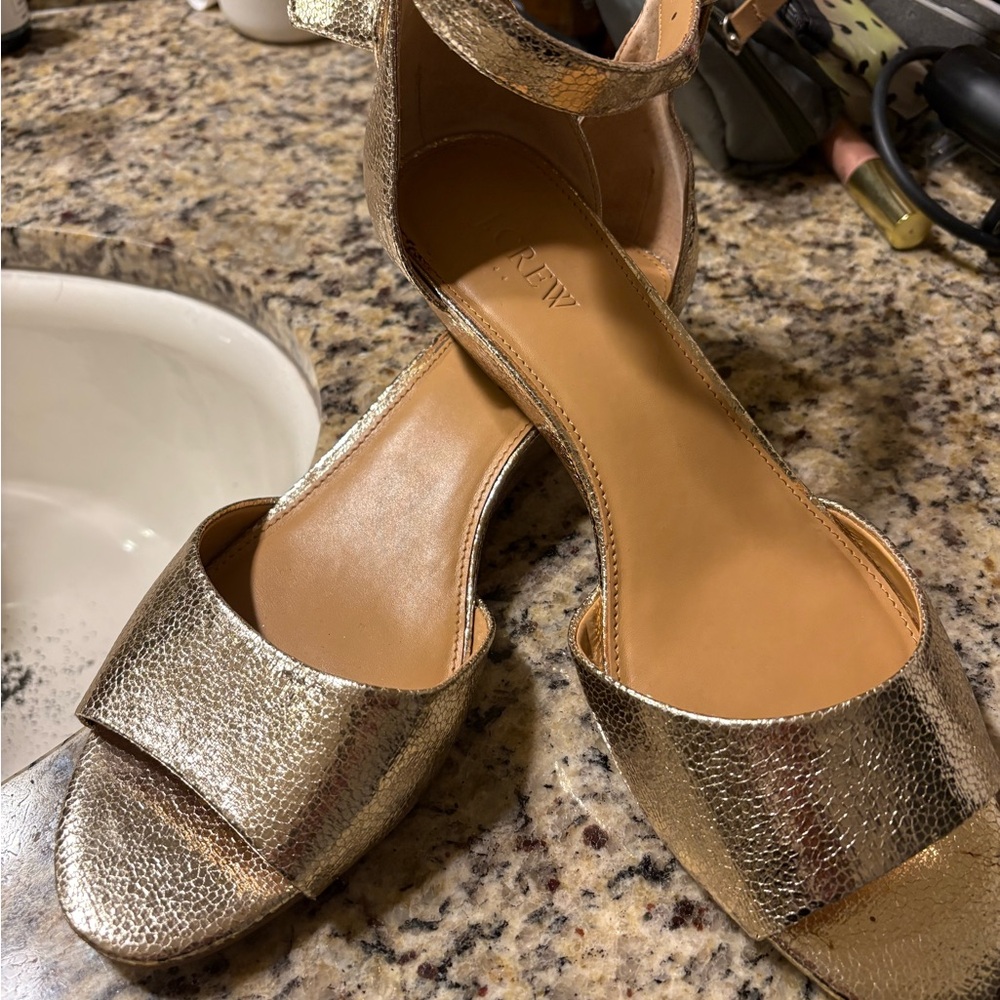 Gold wedge sandals